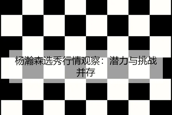 杨瀚森选秀行情观察：潜力与挑战并存